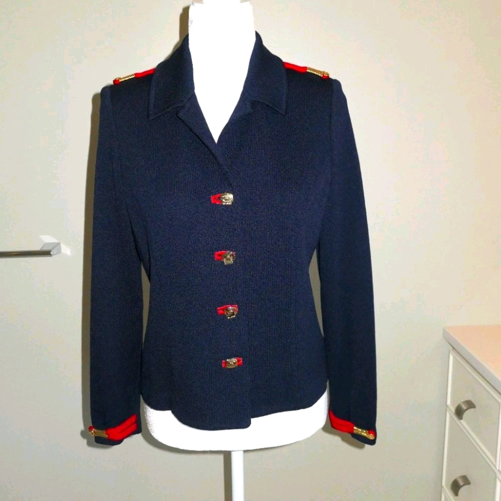 St. Joh Collection Military Blazer Navy & Red trim